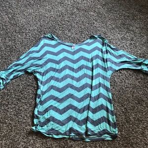 Vanity aqua and grey zigzag top SZ XL